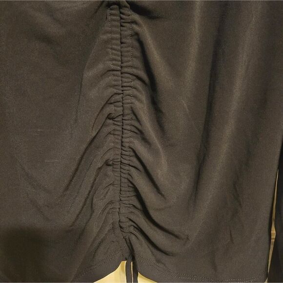 Zara Long Sleeves Gathered Blouse with Ties In Front bottom Black Size Medium - Picture 5 of 6